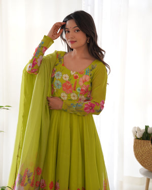 Organza Silk Printed Anarkali Set – Liril