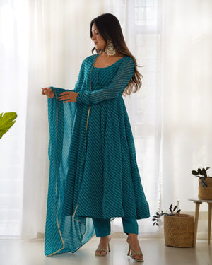 Georgette Printed Anarkali Set – Blue