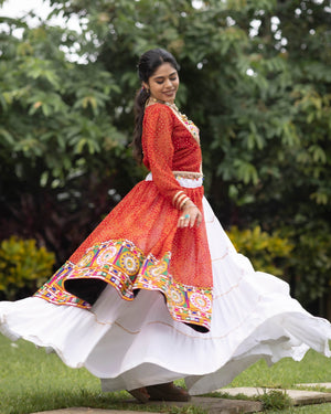 Navratri White Bandhani Lehenga Set