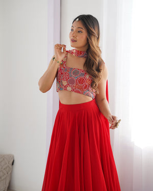 Georgette Designer Lehenga Set – Red