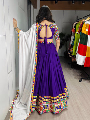 Navratri Purple White Shyama Lehenga Set