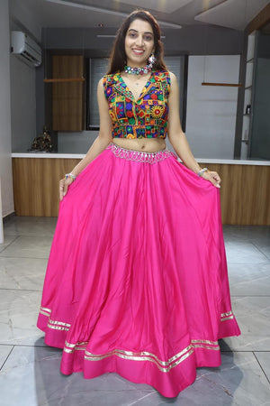 Navratri Pink Rayon Cotton Lehenga Set