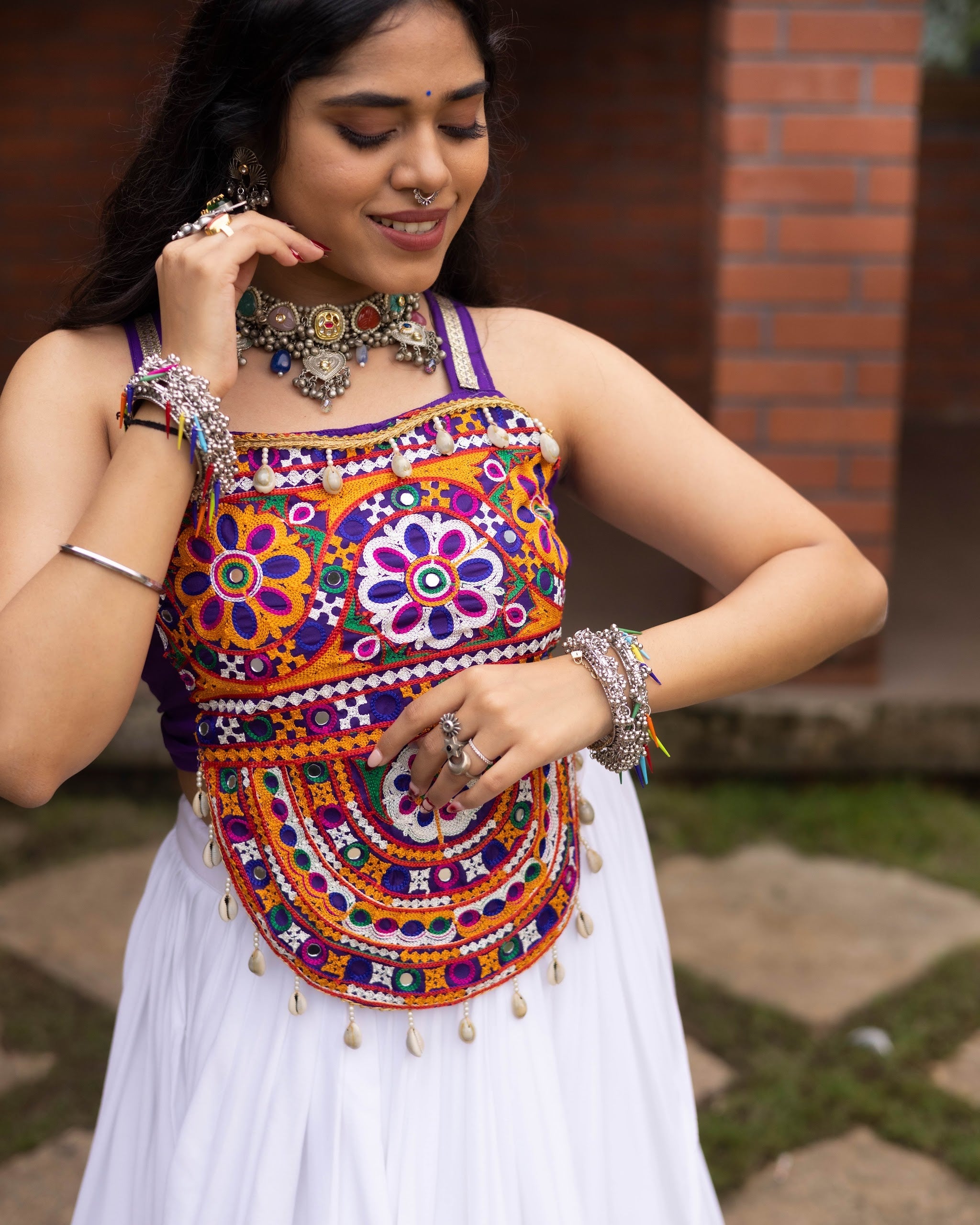 Navratri White Rangat Lehenga Set