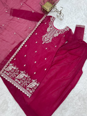 Crunchy Silk Embroidered Sharara Set – Dark Rani