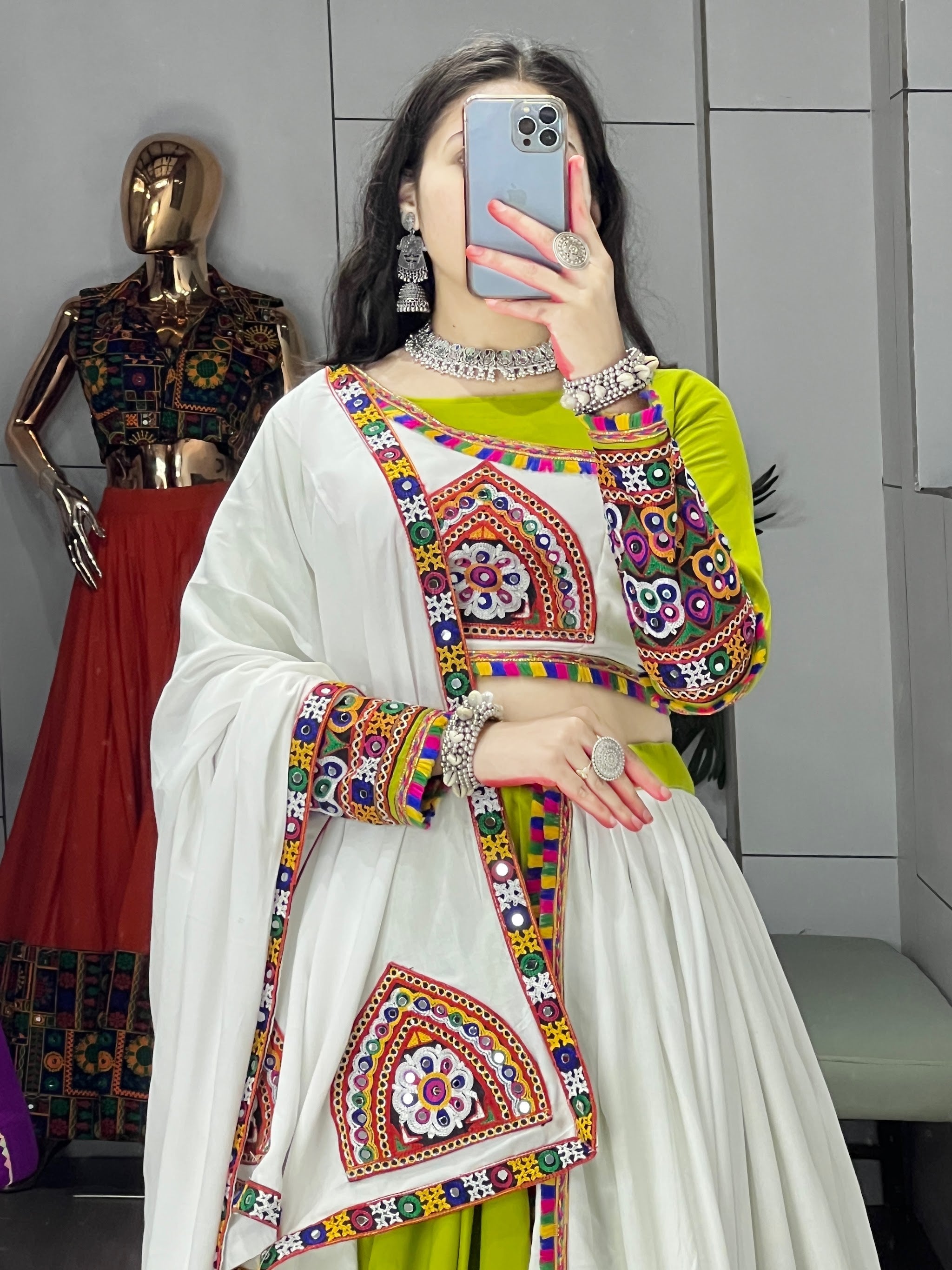 Navratri Printed Arches Patch Work Lehenga Set