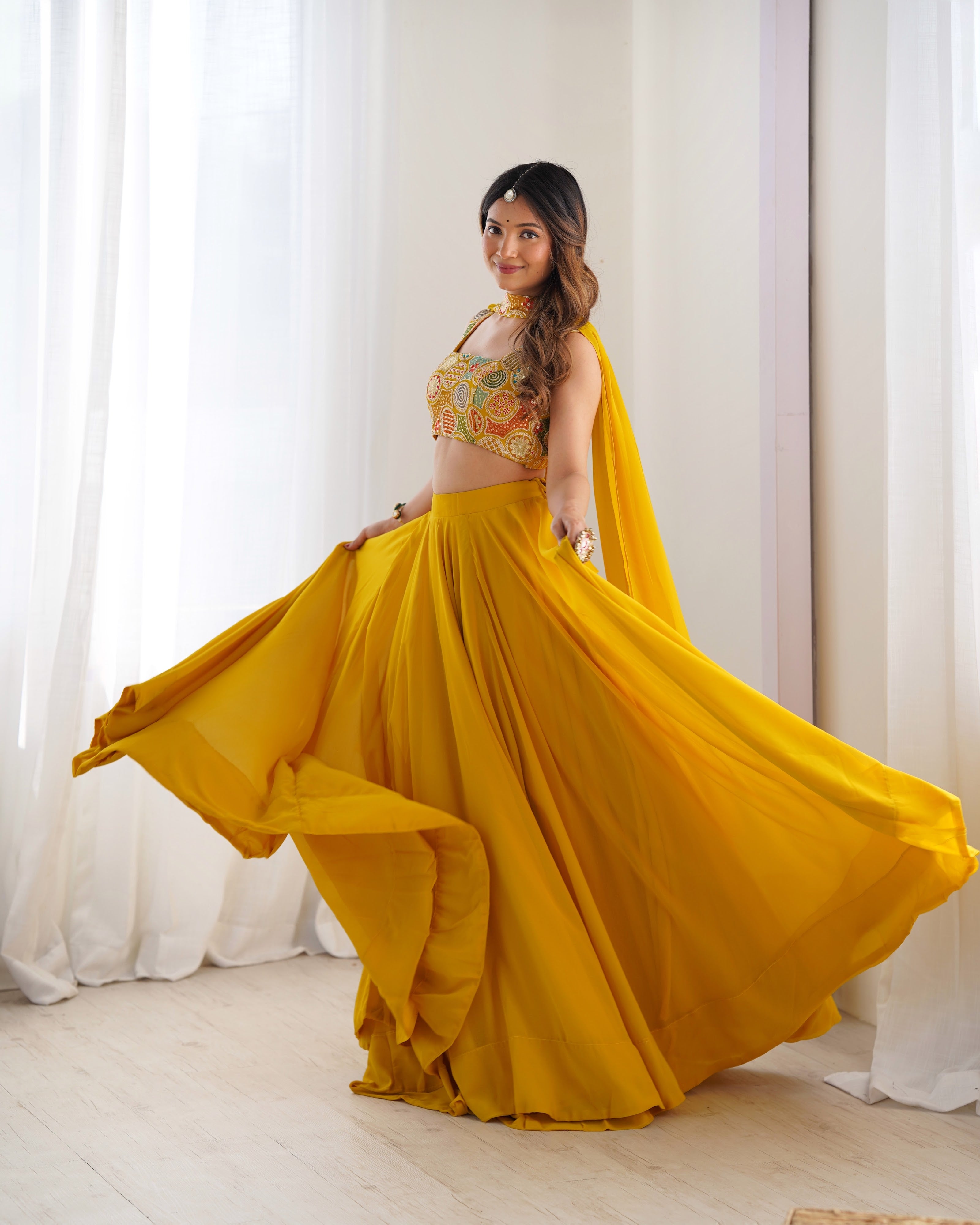 Georgette Designer Lehenga Set – Yellow
