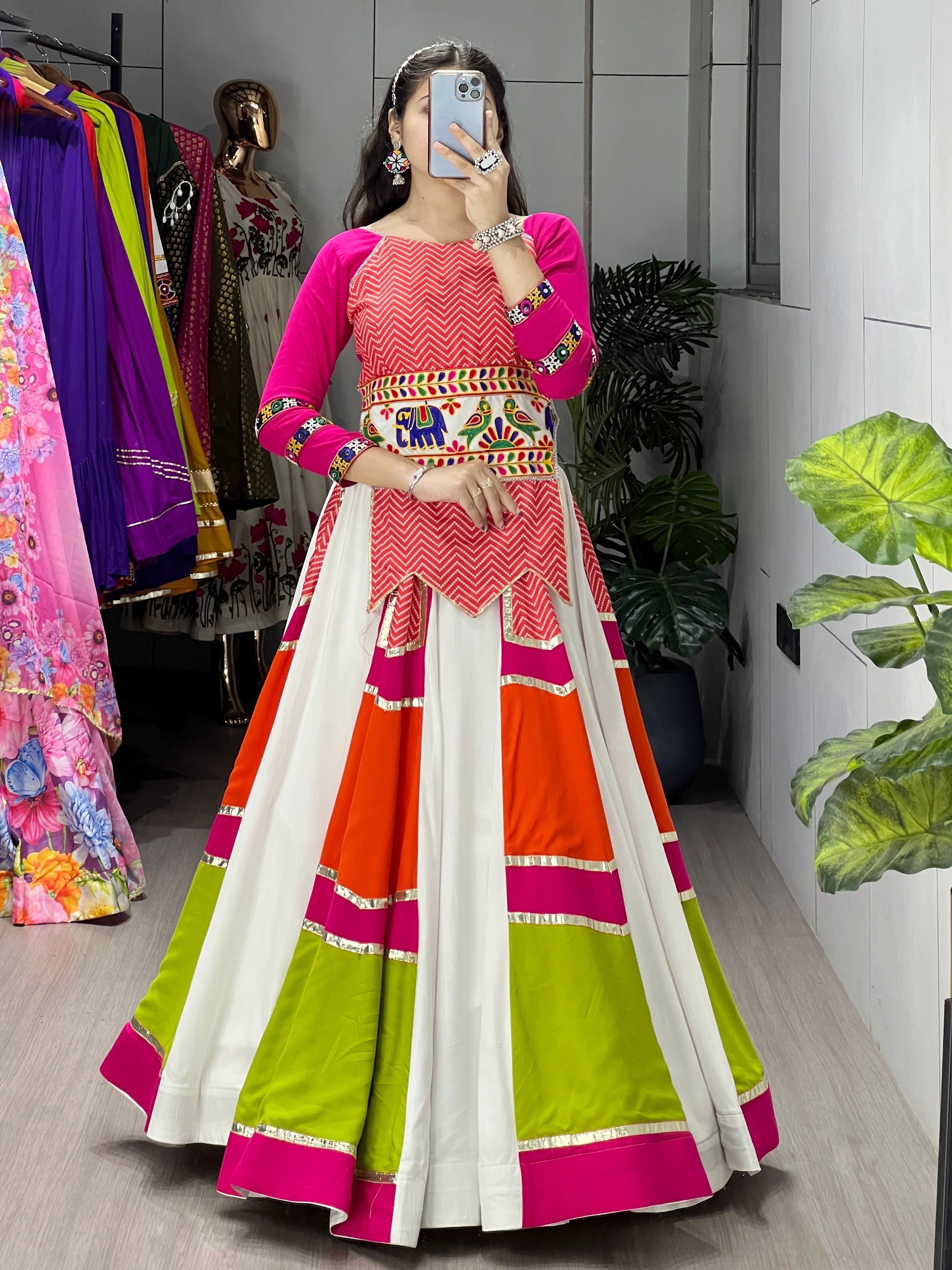 Navratri Pink Panghat Lehenga Set