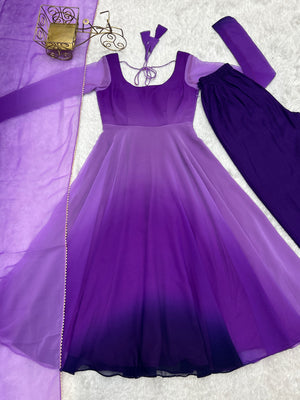 Georgette Designer Anarkali Set – Purple