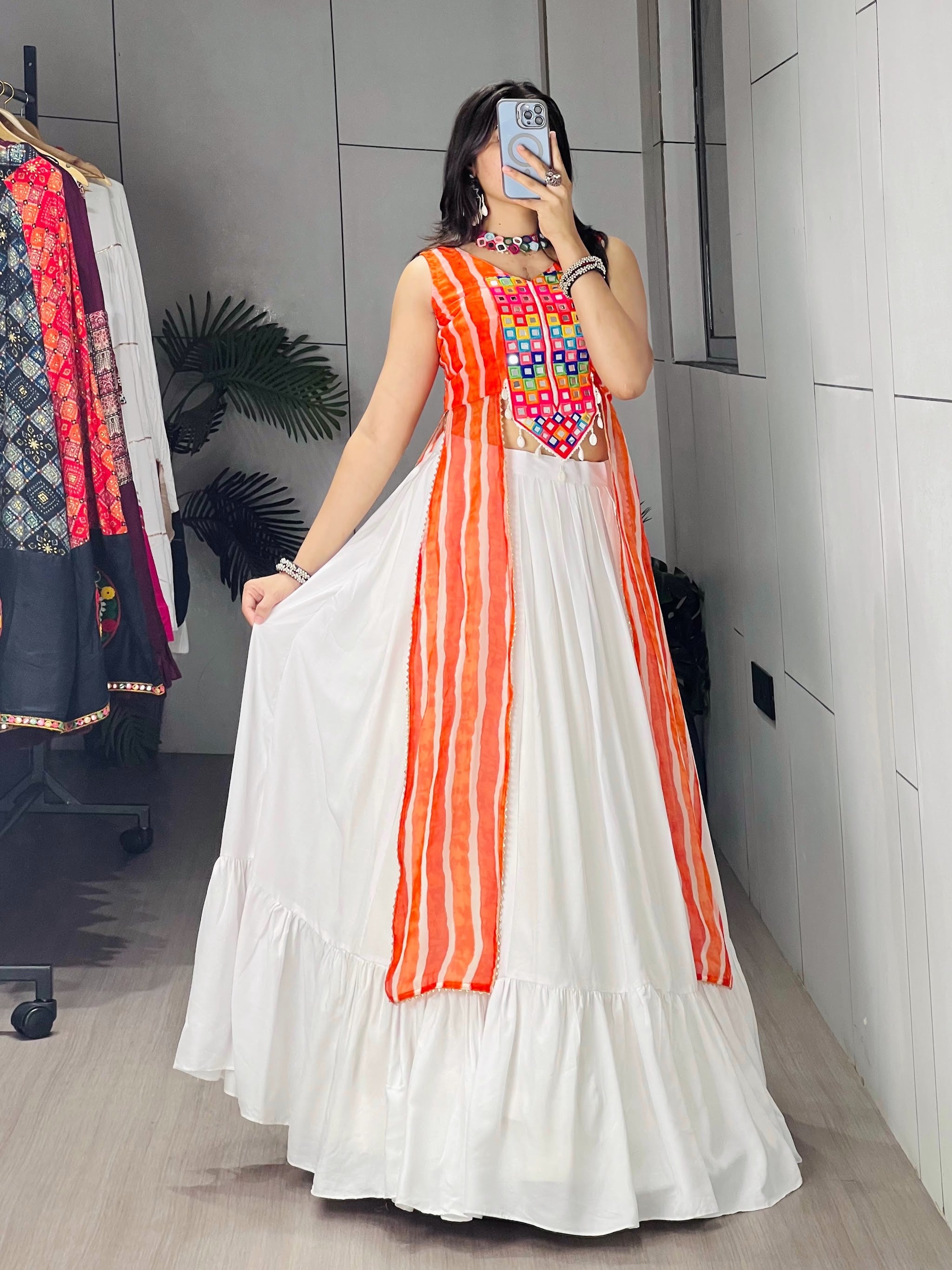 Navratri Kesari Kurti Lehenga Set