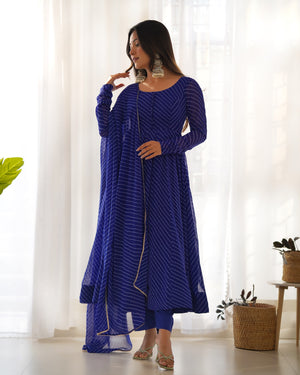 Georgette Printed Anarkali Set – Royal Blue