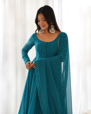 Georgette Printed Anarkali Set – Blue