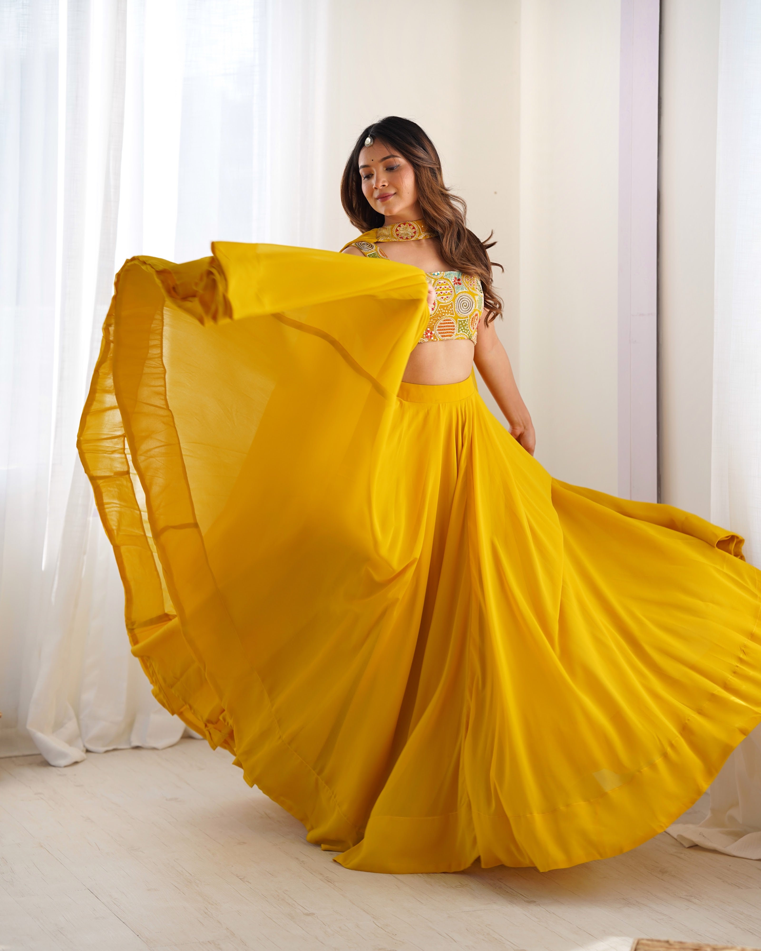 Georgette Designer Lehenga Set – Yellow