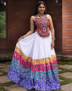 Navratri White Rangat Lehenga Set