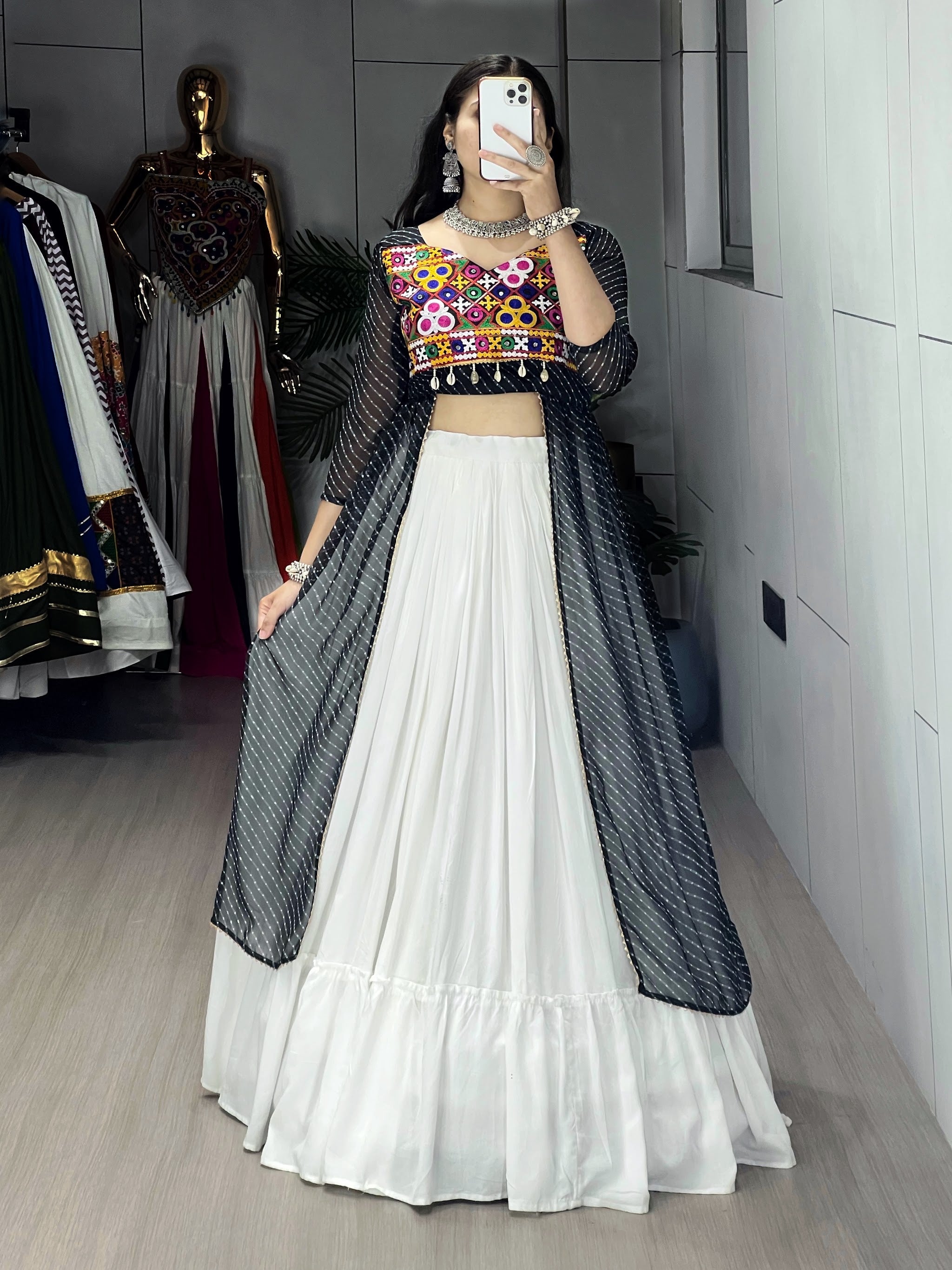 Navratri Black Kurti Lehenga Set