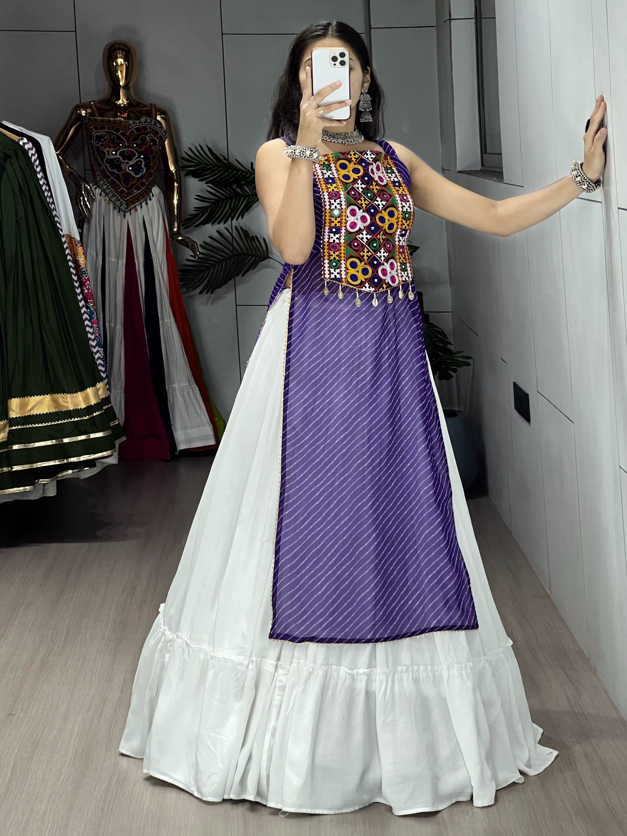 Navratri Purple Kurti Lehenga Set