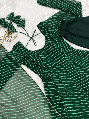 Georgette Printed Anarkali Set – Bottle Green
