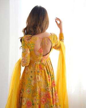 Roman Chanderi Silk Printed Kurta-Palazzo Set – Yellow