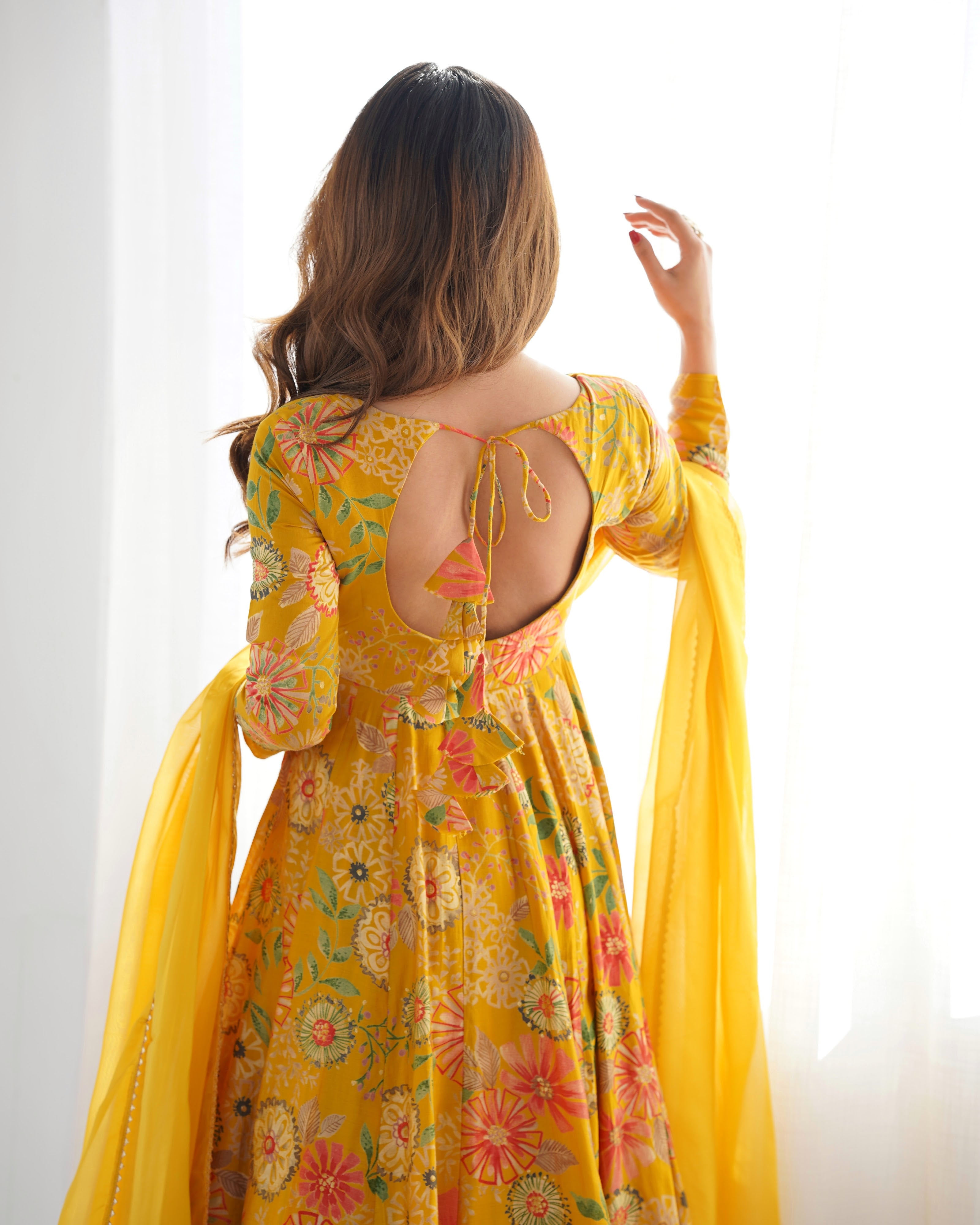 Roman Chanderi Silk Printed Kurta-Palazzo Set – Yellow