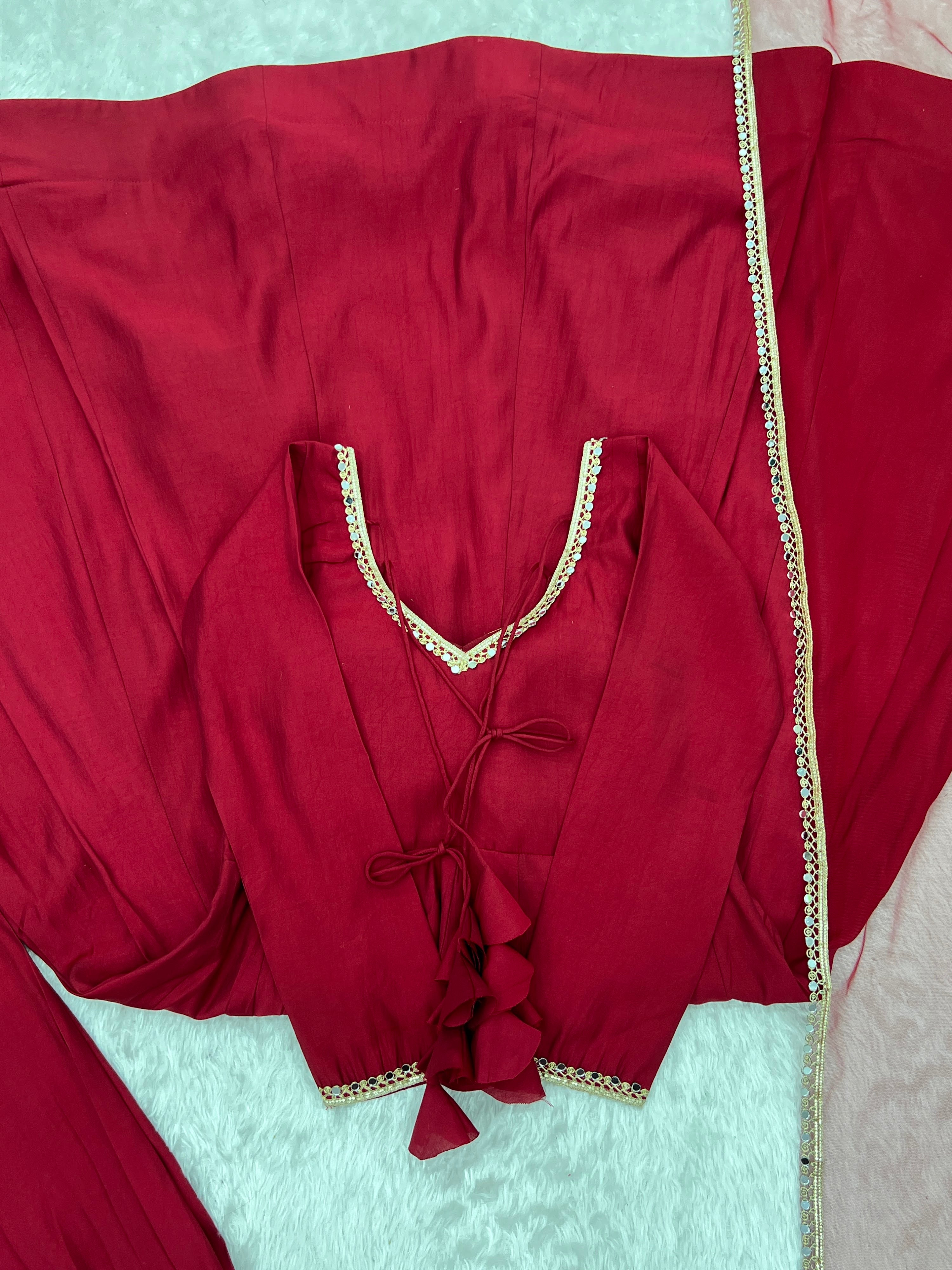 Roman Chanderi Silk Embroidered Anarkali Set – Maroon