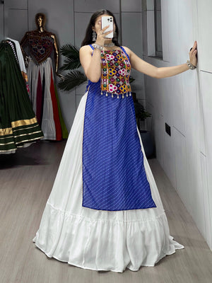 Navratri Royal Blue Kurti Lehenga Set