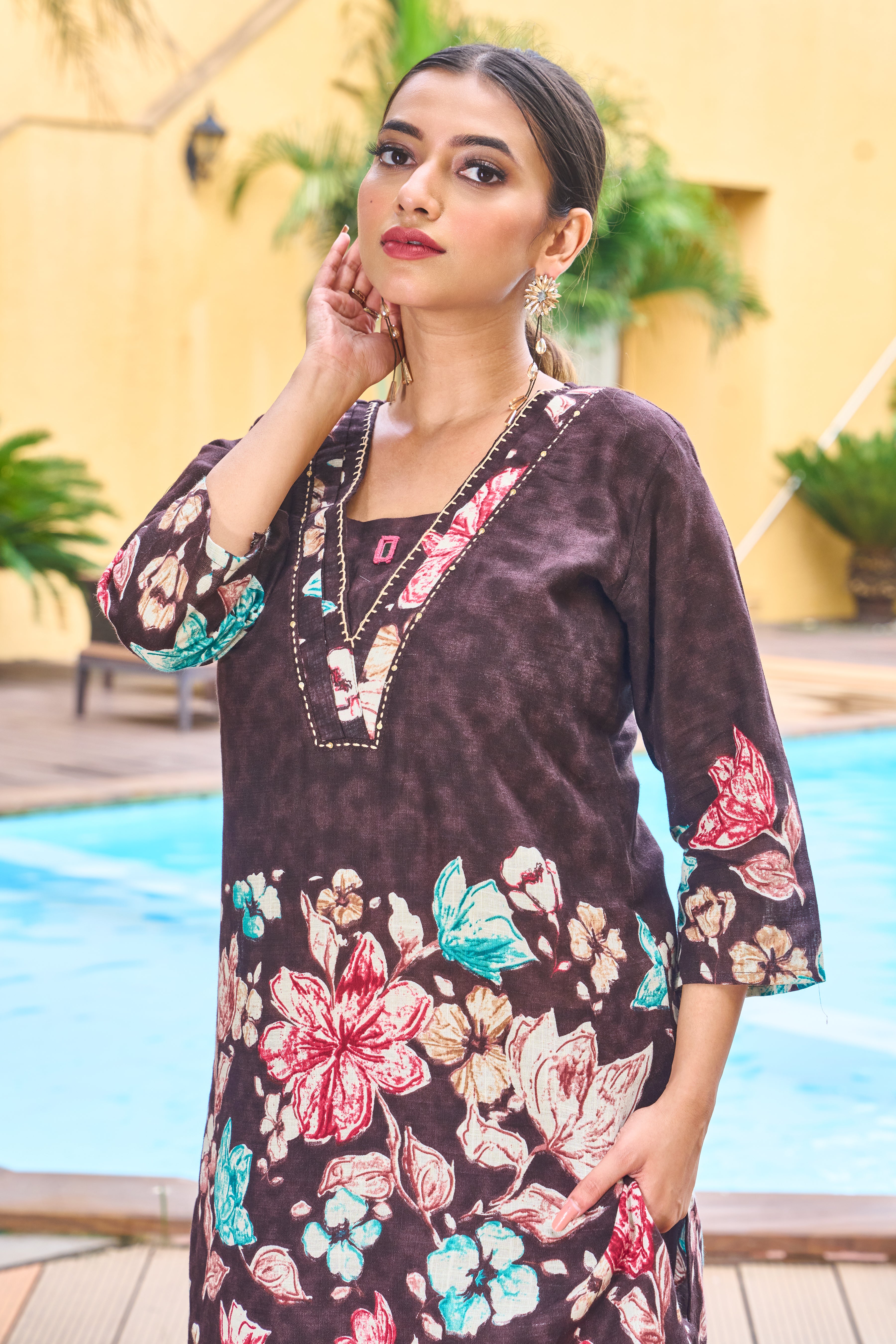 Pure Cotton Printed Co-Ords Set – Brown