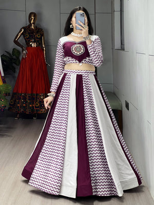 Navratri Wine White Jogni Lehenga Set