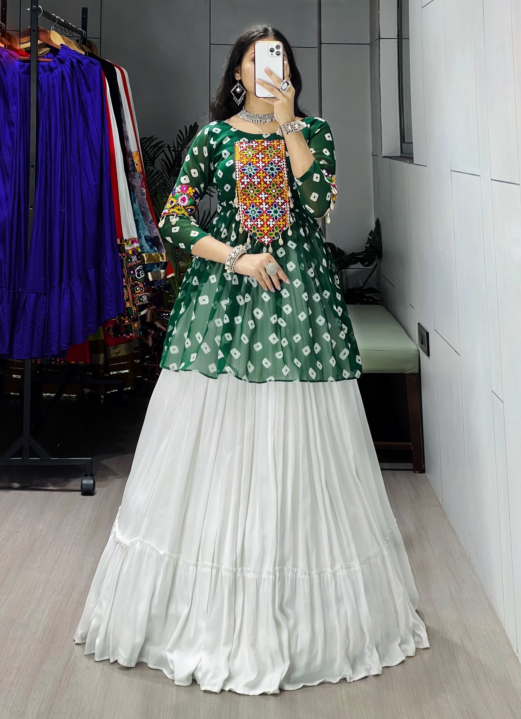 Navratri Green Megha Lehenga Set