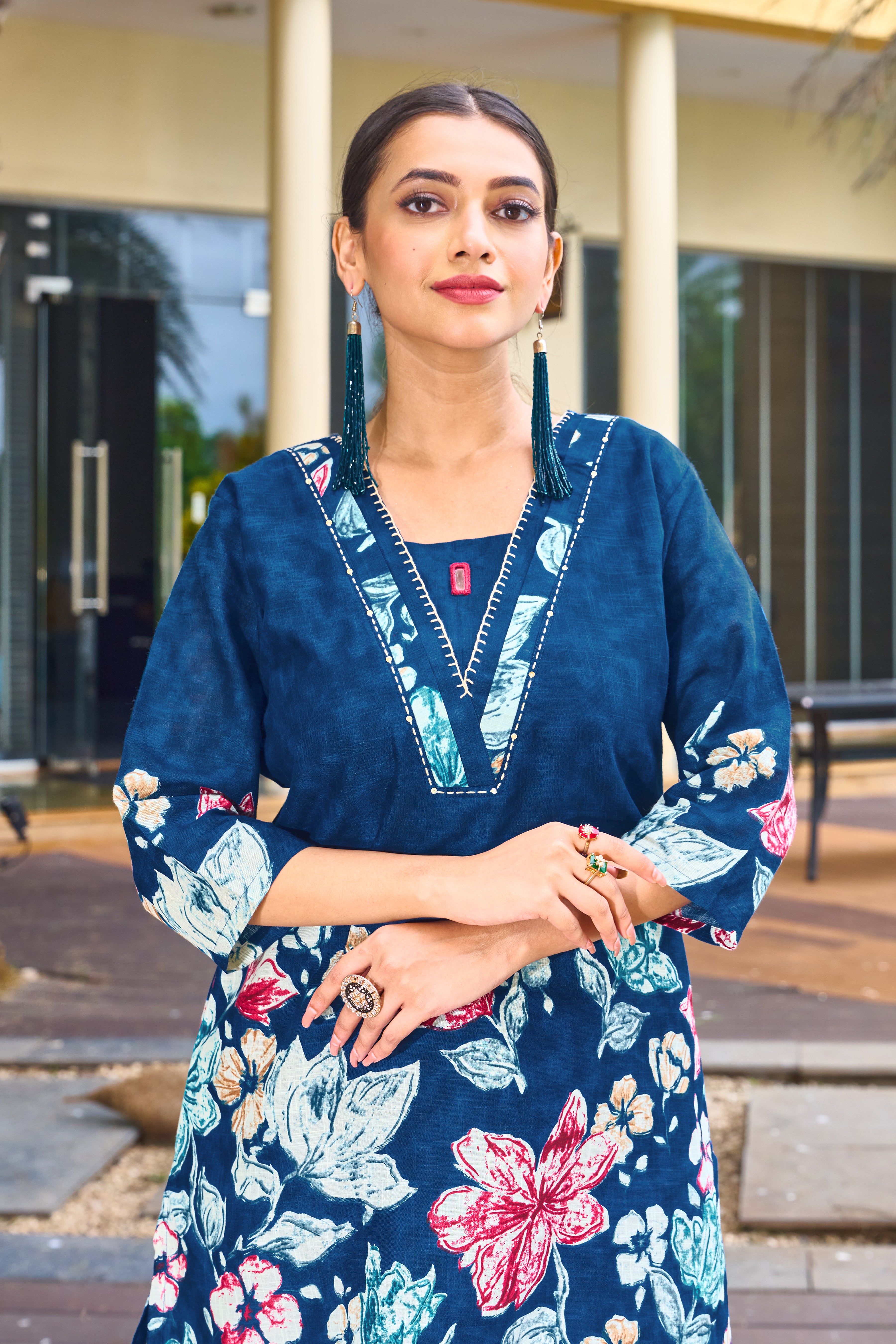 Pure Cotton Printed Co-Ords Set – Blue