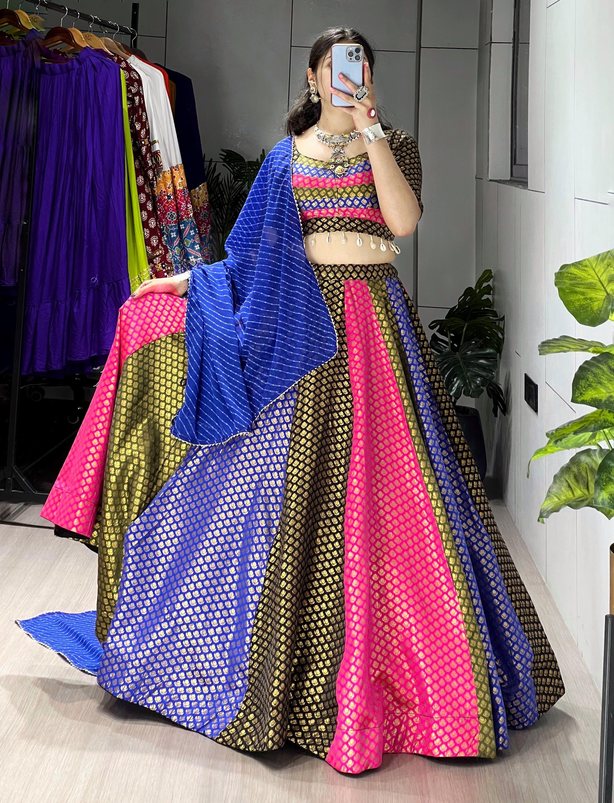 Navratri Kali Jacquard Lehenga Set