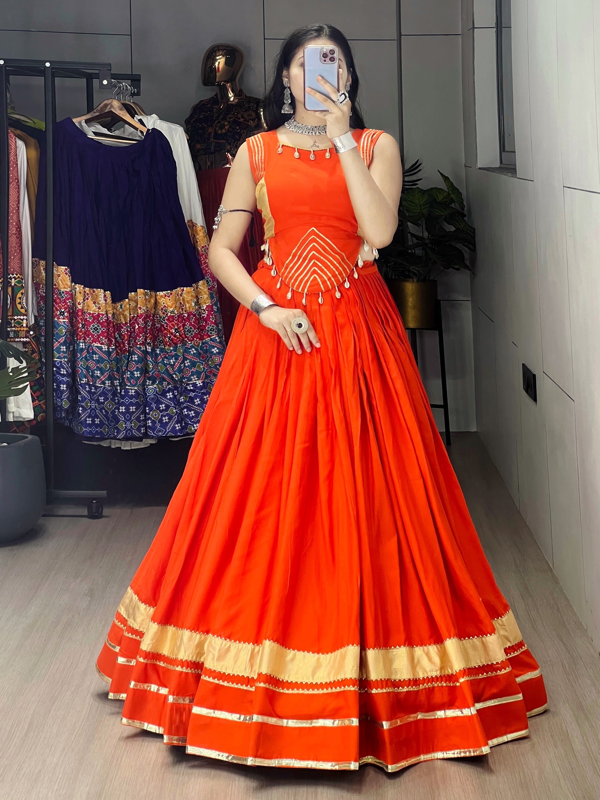 Navratri Orange Ambaa Lehenga Set