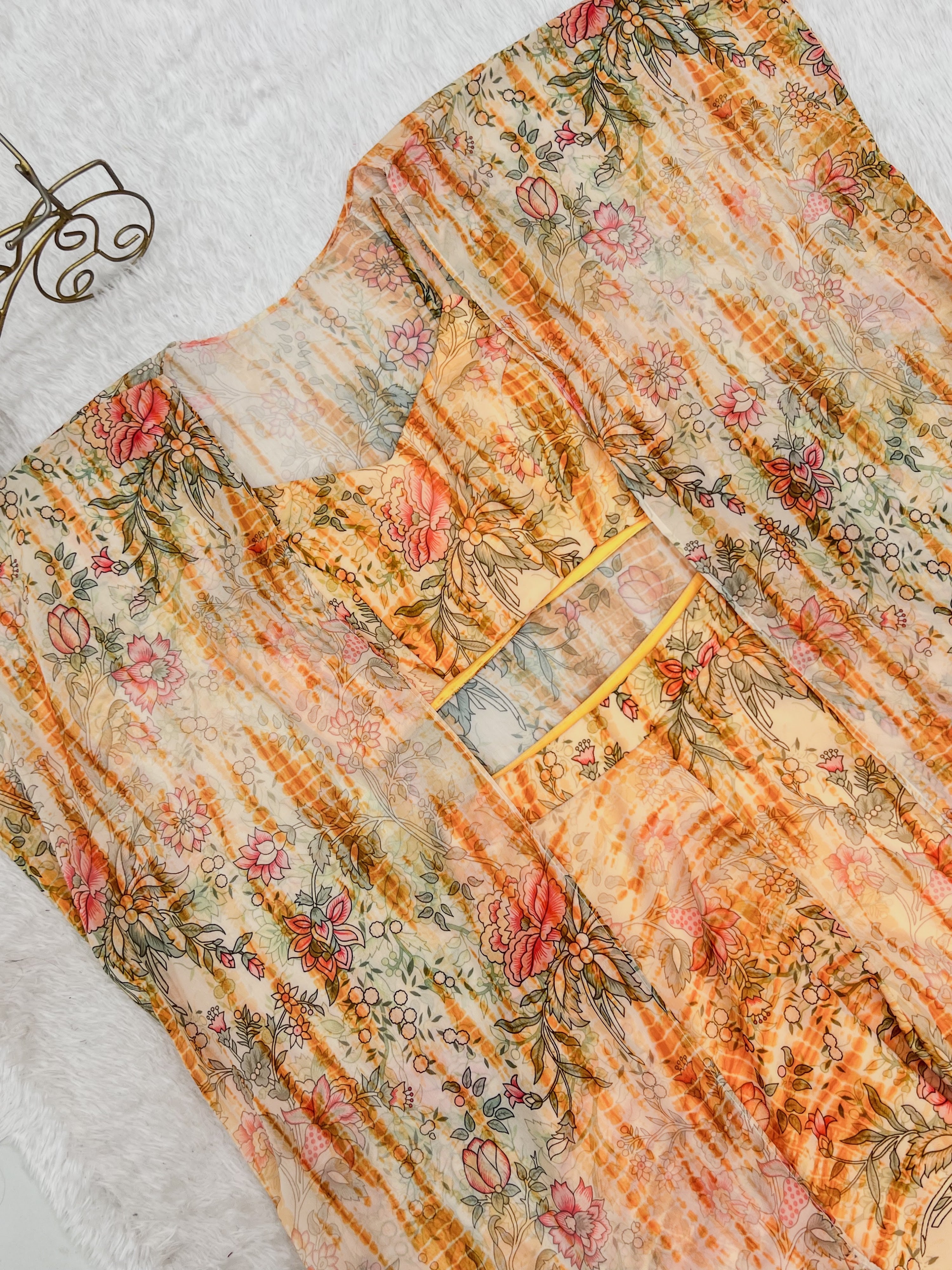 Georgette Printed Kurta-Palazzo Set – Peach Floral