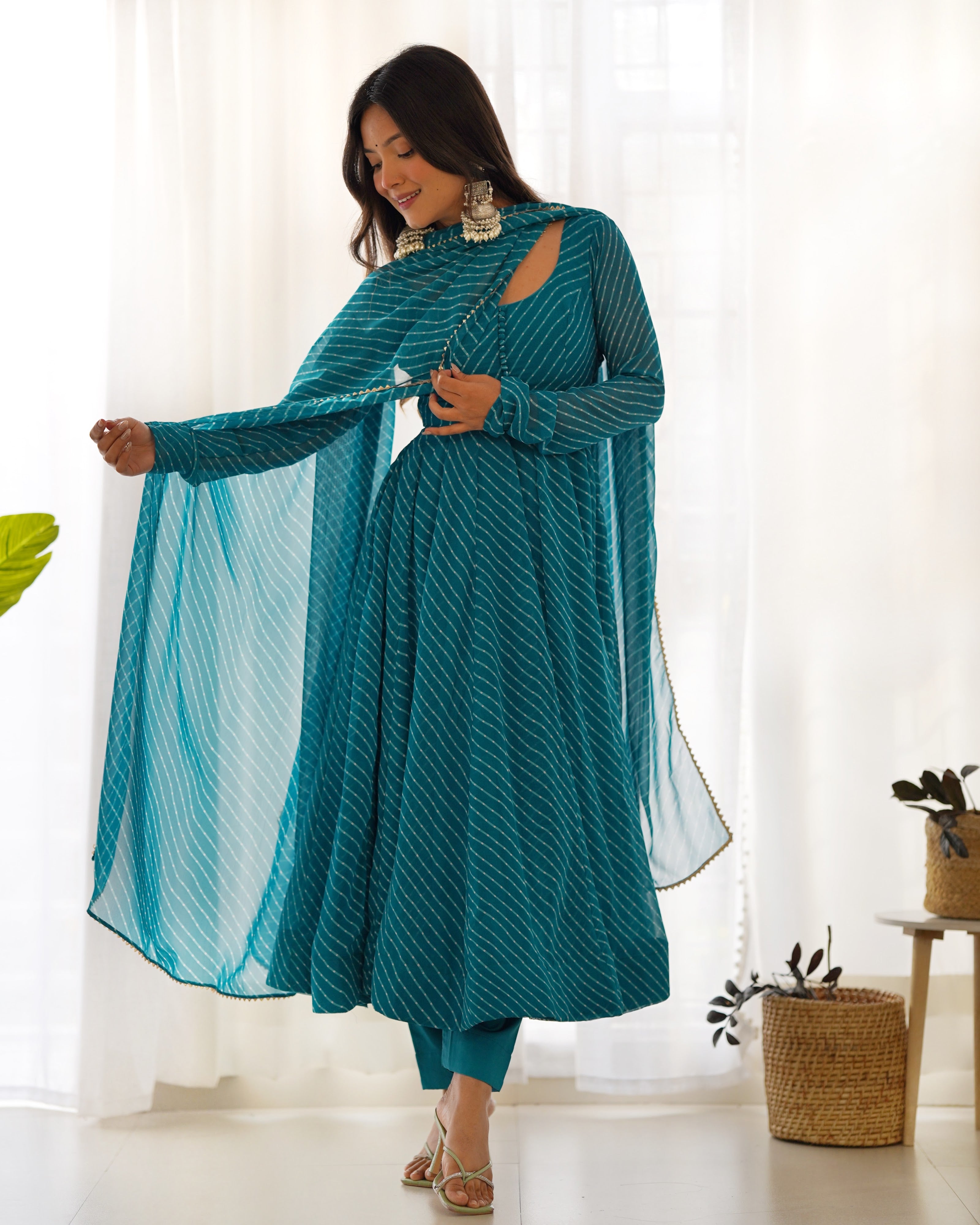 Georgette Printed Anarkali Set – Blue