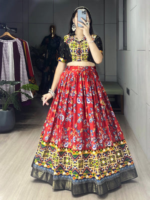 Navratri Black Floral Lehenga Set