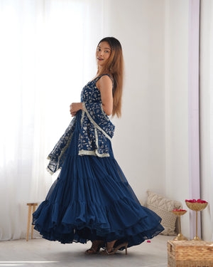 Georgette Embroidered Anarkali Set – Blue