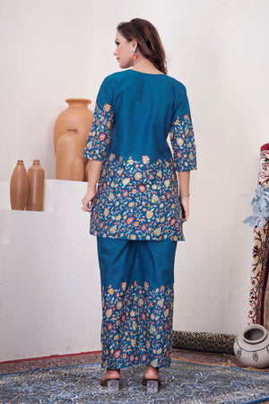 Pure Cotton Printed Co-Ords Set – Blue