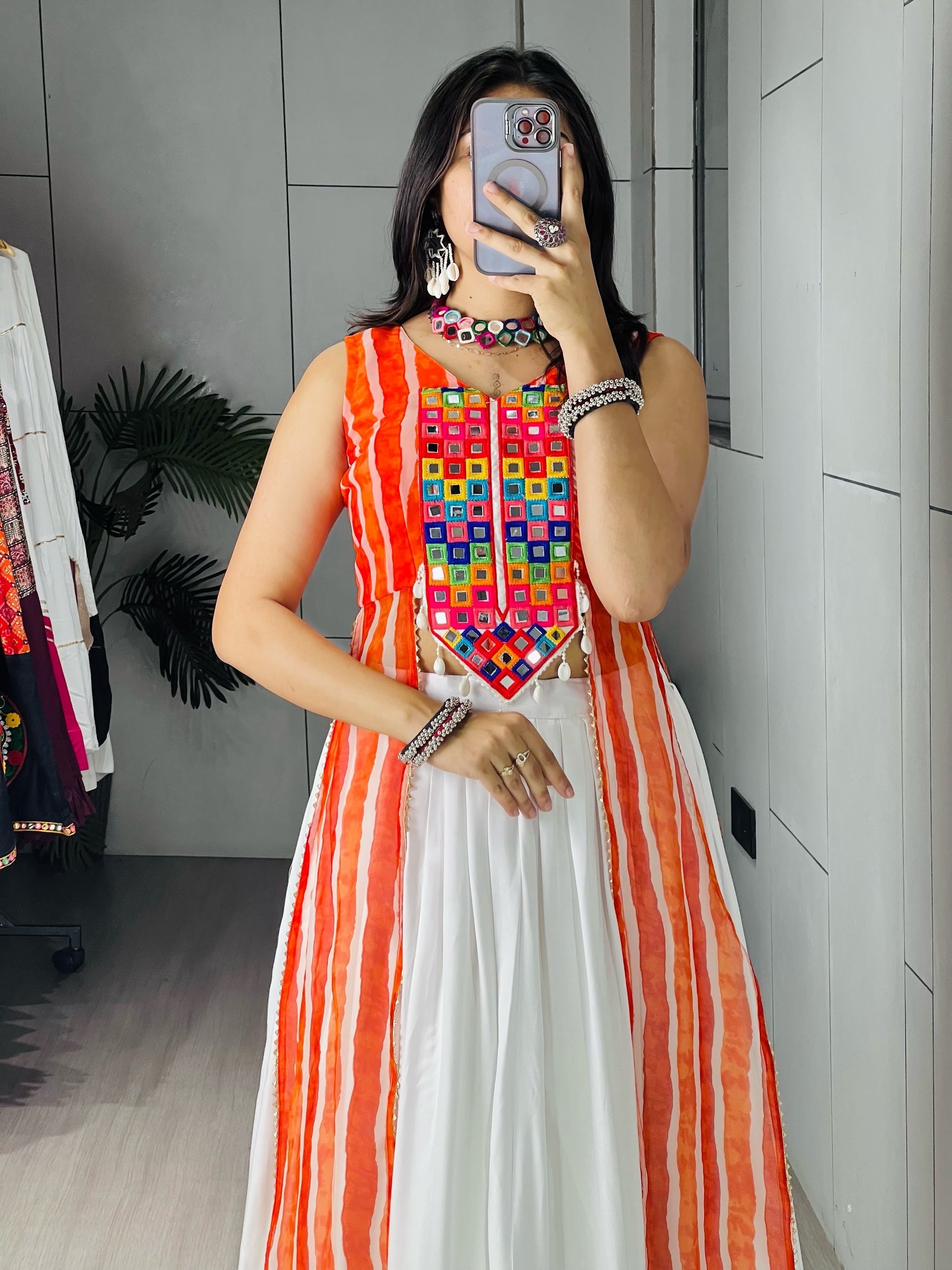 Navratri Kesari Kurti Lehenga Set
