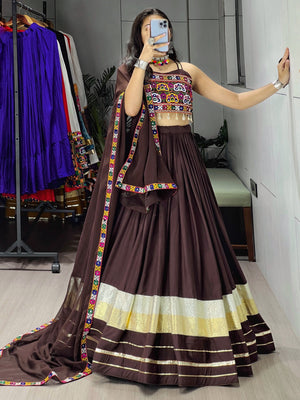 Navratri Brown Chocolate Lehenga Set