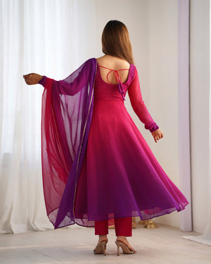 Georgette Designer Anarkali Set – Dark Pink