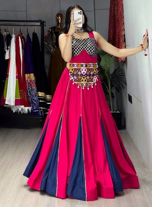 Navratri Navy Blue Sanedo Lehenga Set