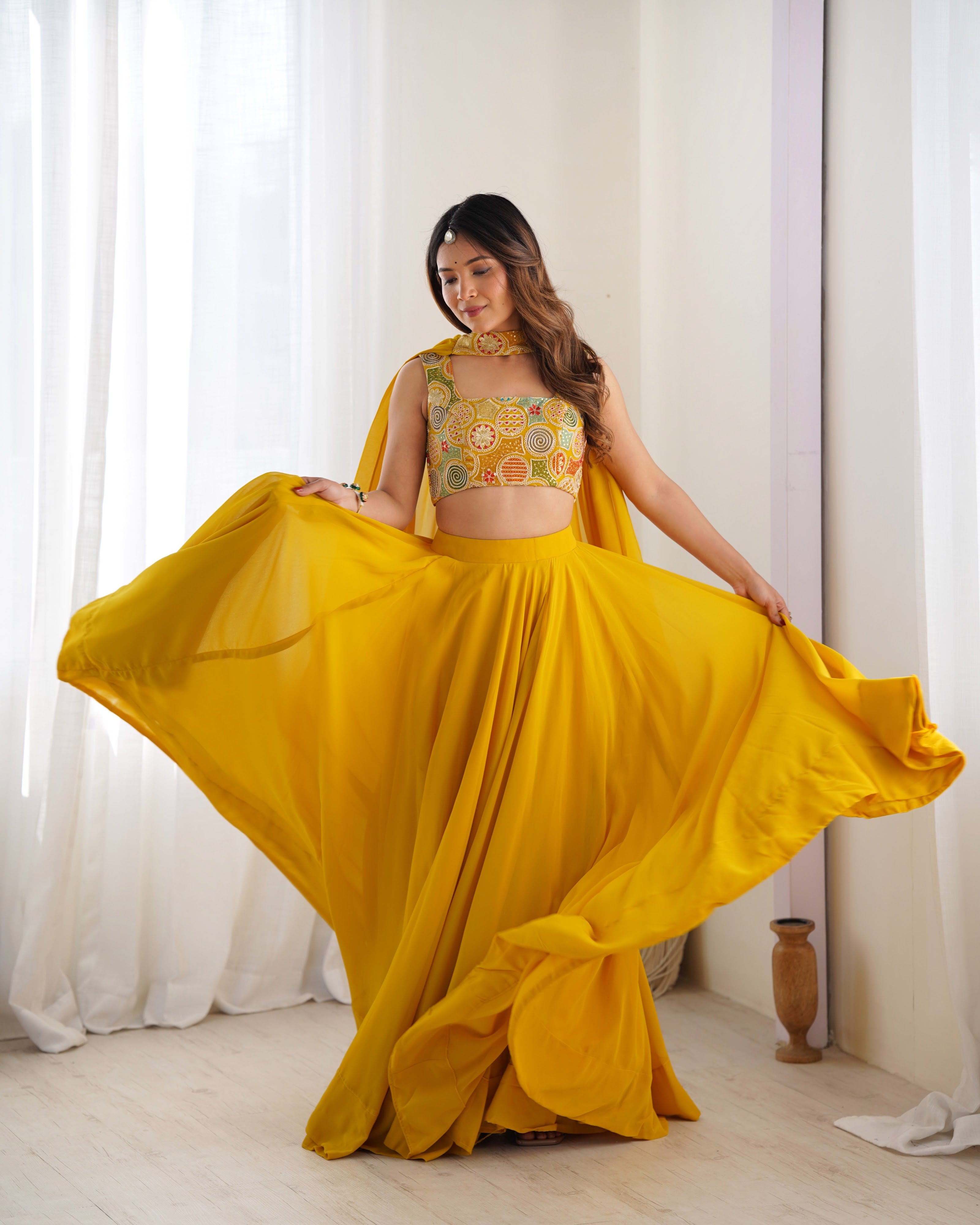 Georgette Designer Lehenga Set – Yellow