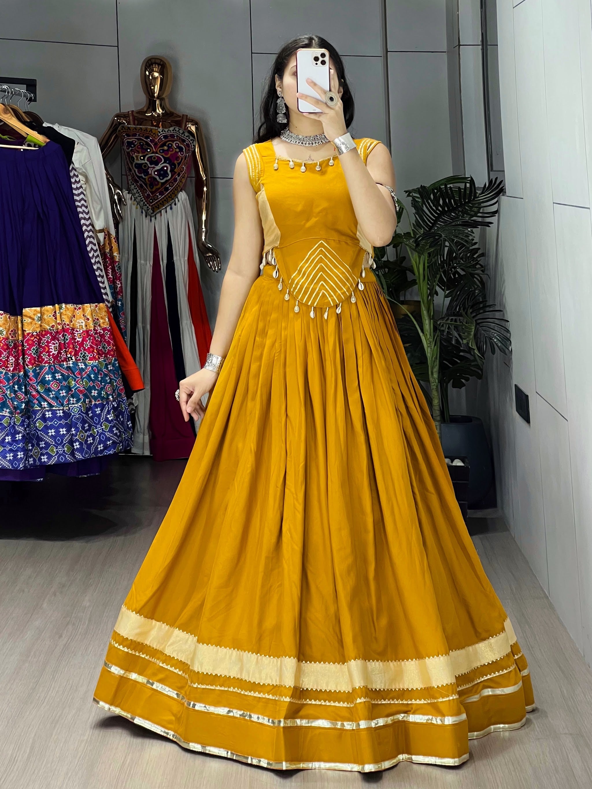 Navratri Mustard Ambaa Lehenga Set