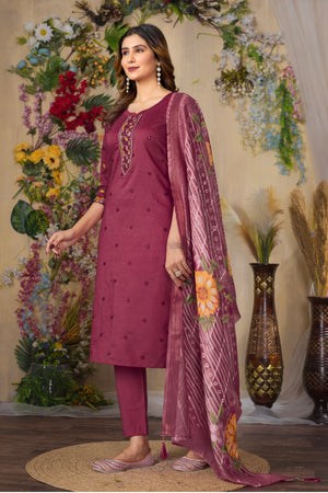 Roman Silk Embroidered Straight Kurti Set – Cerise