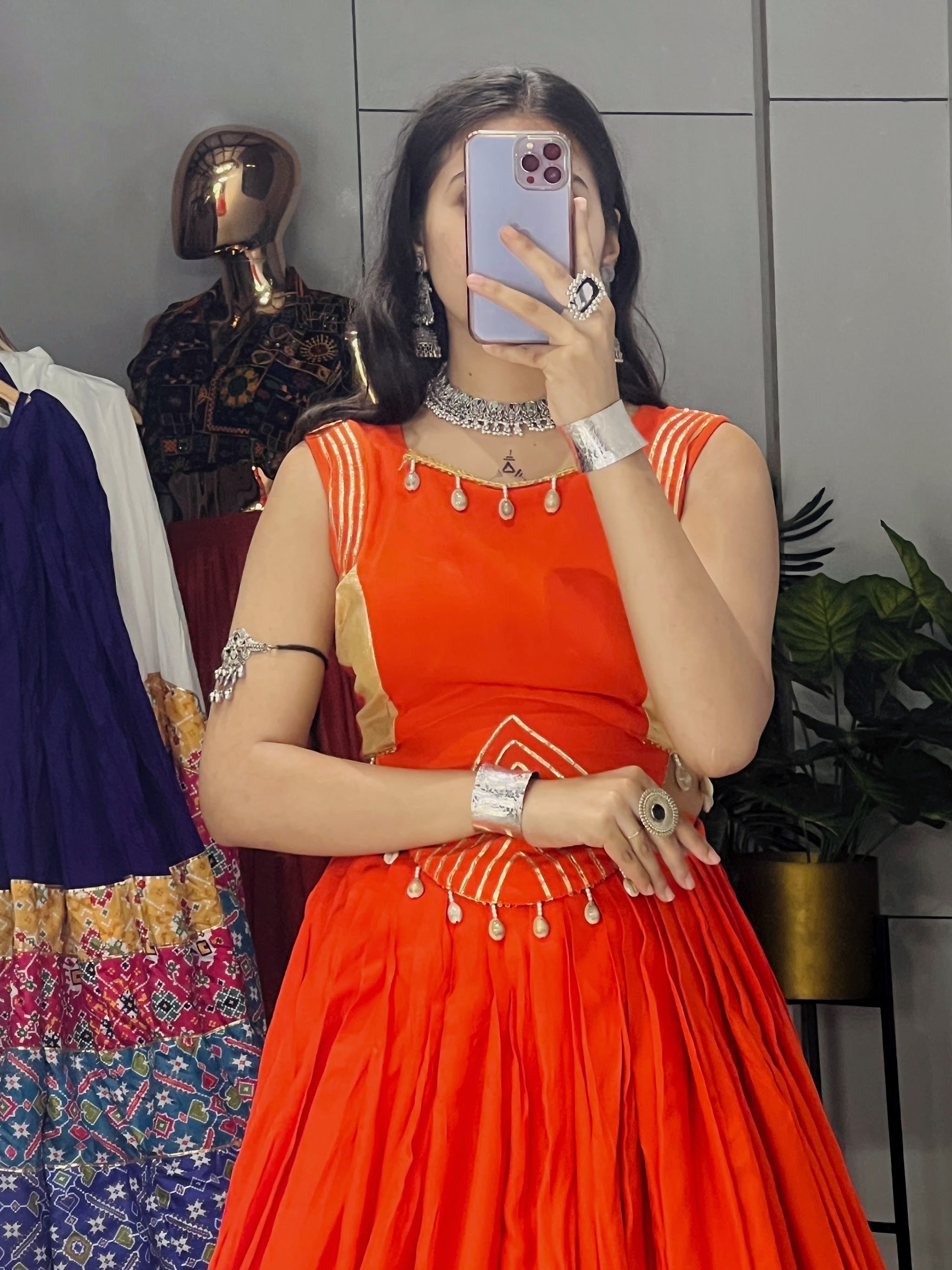 Navratri Orange Ambaa Lehenga Set