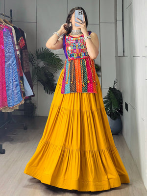 Navratri Mustard Purple Lehenga Set