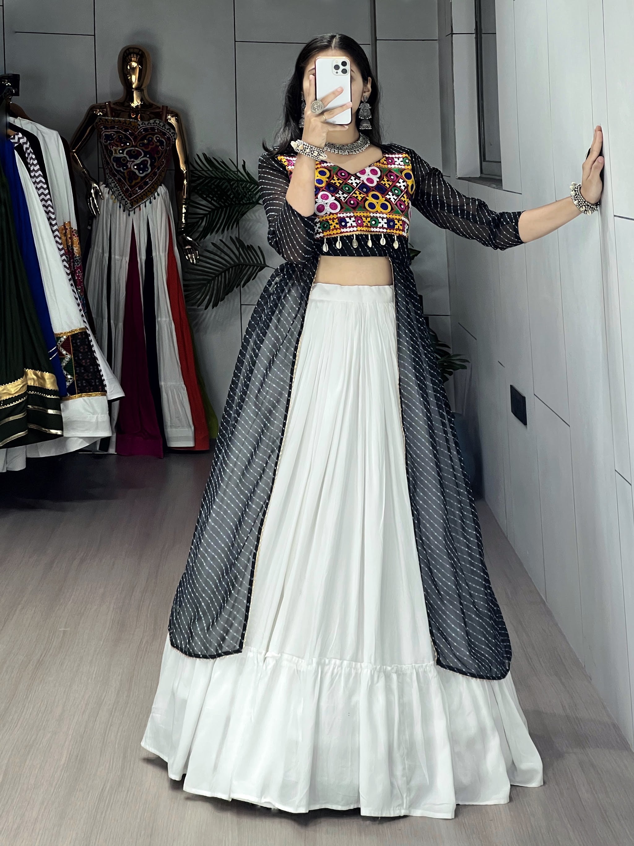 Navratri Black Kurti Lehenga Set