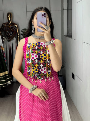 Navratri Rani Pink Kurti Lehenga Set