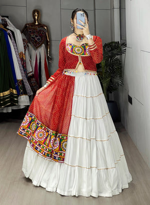 Navratri White Bandhani Lehenga Set