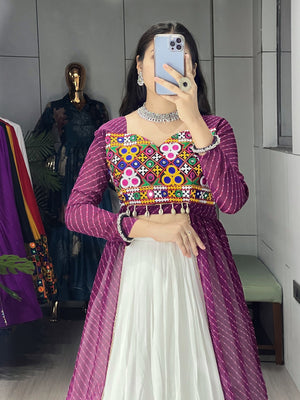 Navratri Wine Kurti Lehenga Set