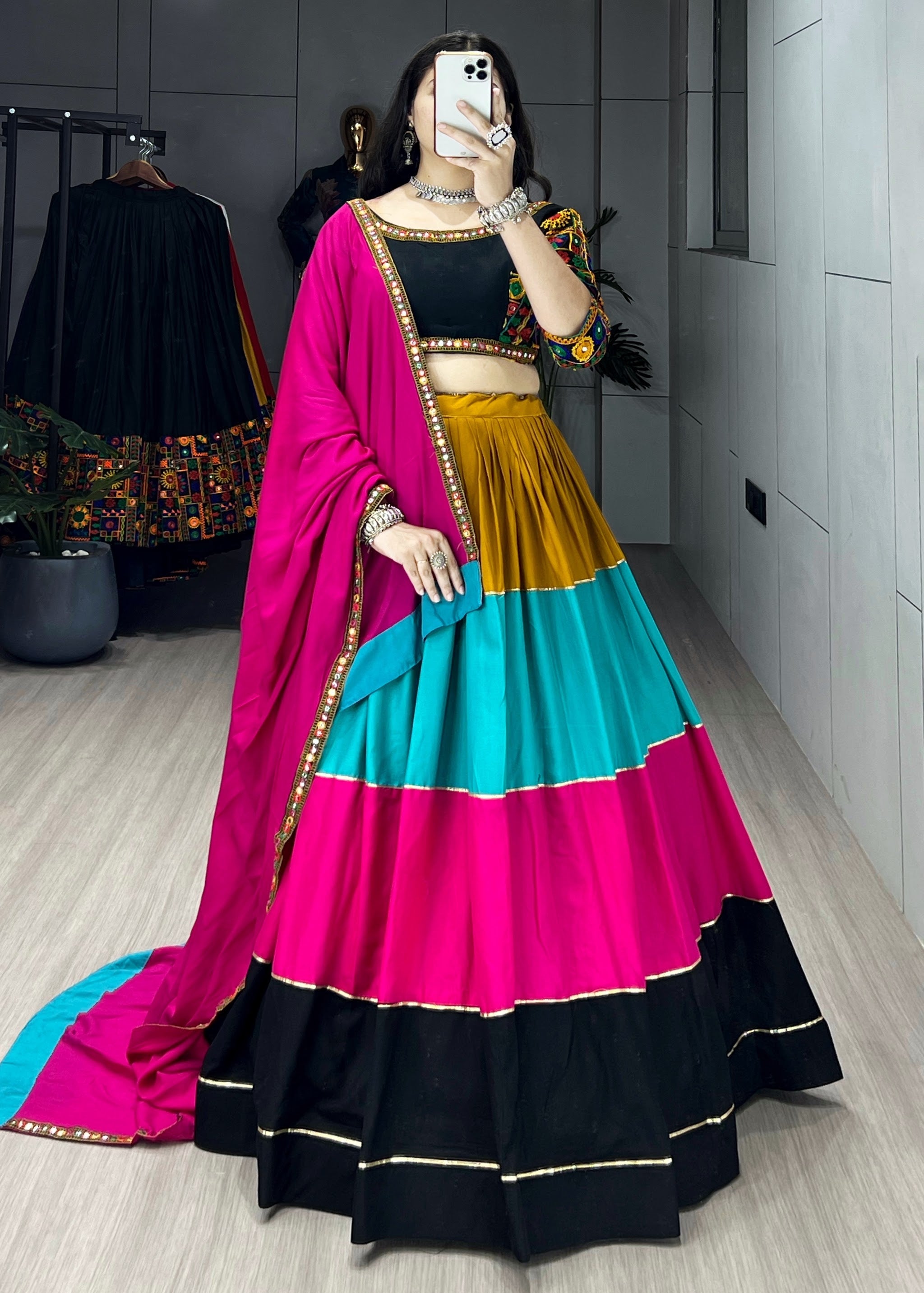 Navratri Multicolor Pachrang Lehenga Set