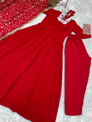 Georgette Embroidered Gown Set – Orange